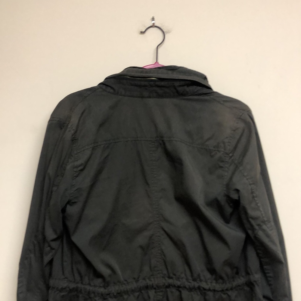 James Perse Cotton Blend Olive Green Gray Army Utility Jacket Hood 2 S 6 8 - Picture 7 of 11